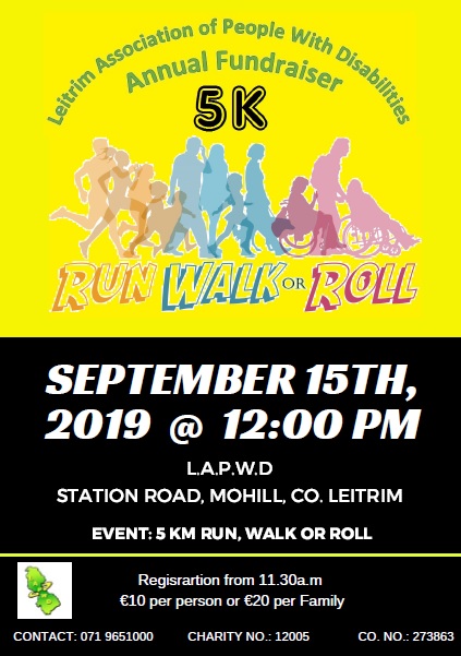 People running, walking and rolling. Poster for event, all information displayed is also contained in post text.