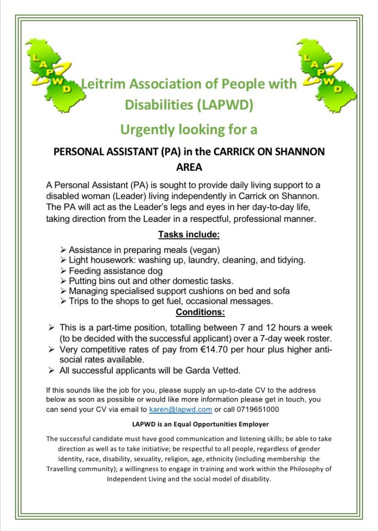 PERSONAL ASSISTANT (PA) in the CARRICK ON SHANNON AREA